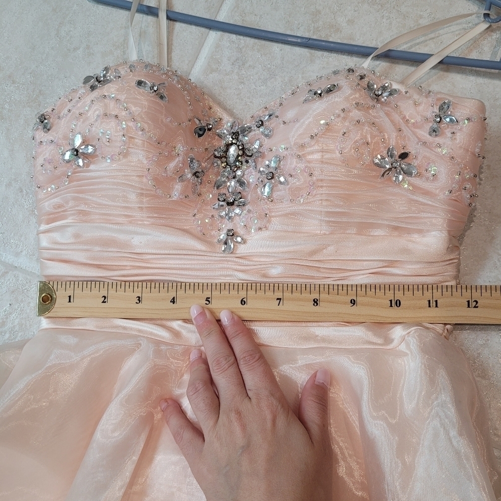 Vintage Laura Rhinestone Cocktail Dress Pink Salmon Size 4 - Picture 11 of 15